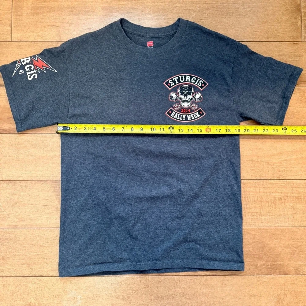Vintage Hanes Sturgis 2014 74th Anniversary Rally‎ Week Graphic Tee Medium Gray